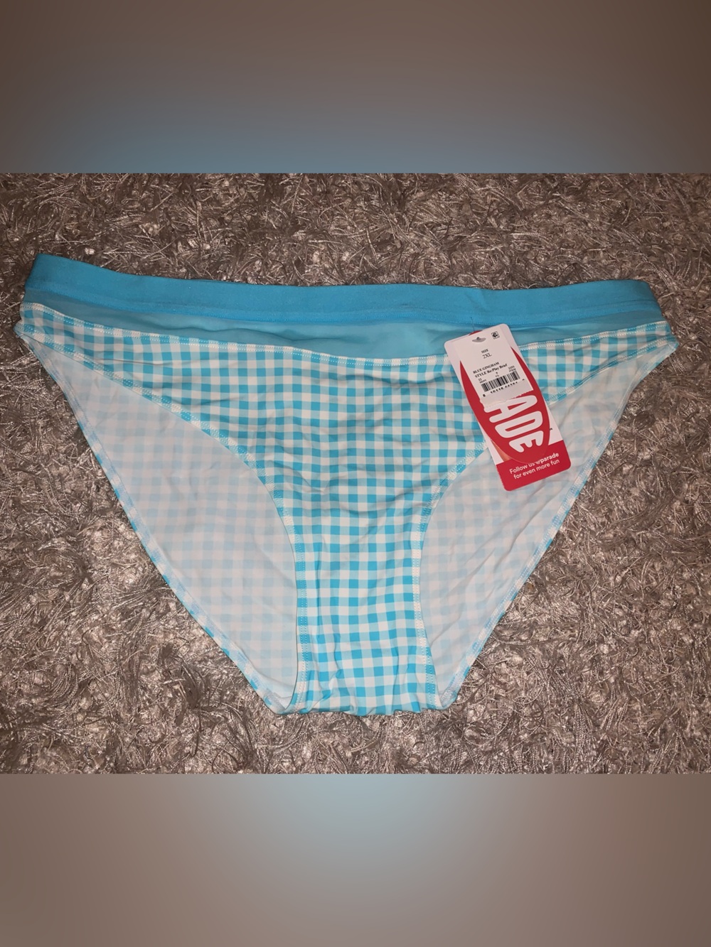 Blue Gingham Bikini Bottom panties size 2XL NWT